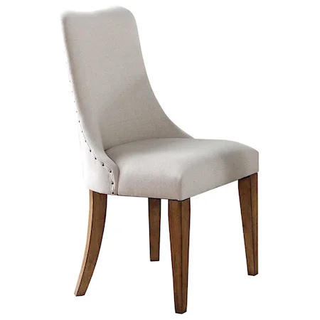 Barrel Back Upholstered Side Chair with Nailhead